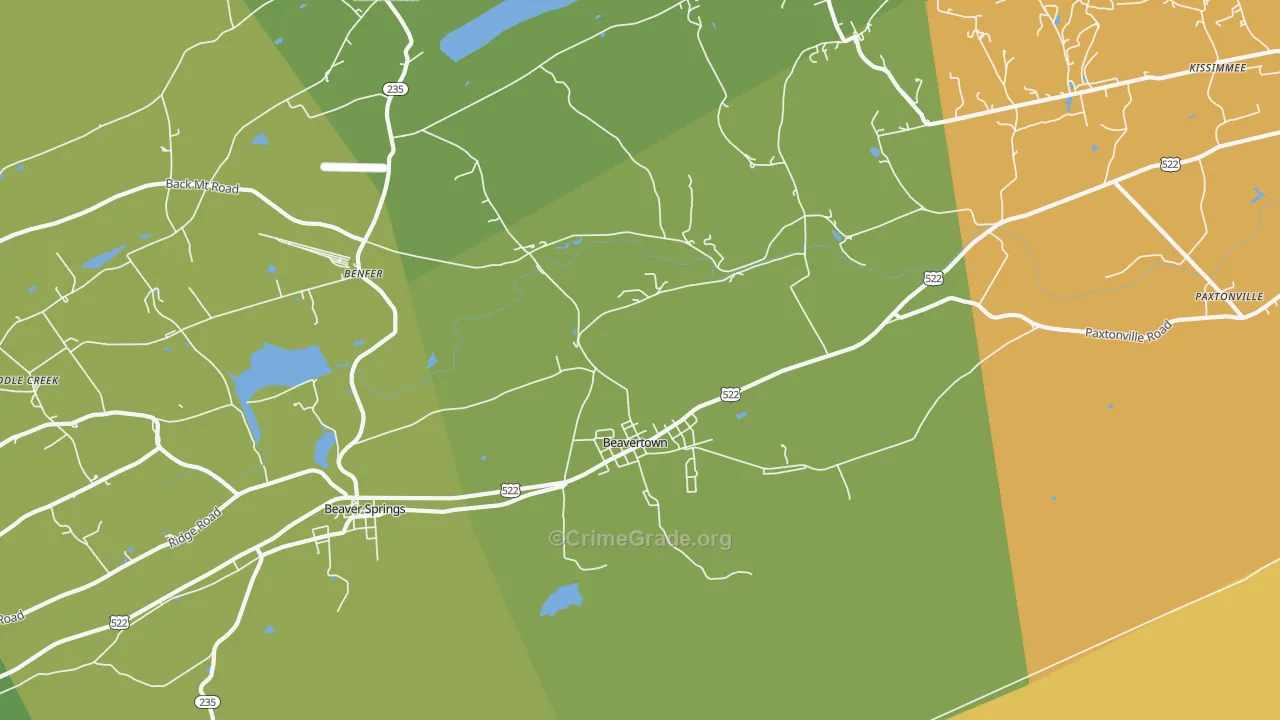 Beavertown, PA Map of Vandalism Rates