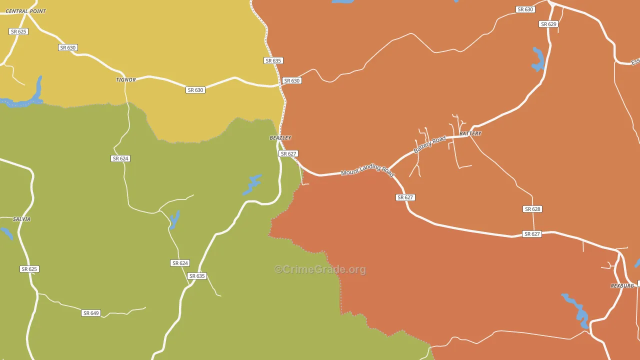 Beazley, VA Map of Vandalism Rates
