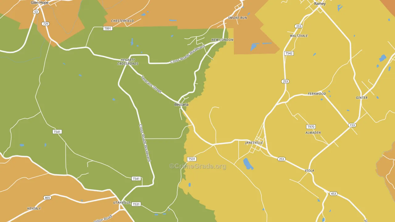 Beccaria, PA Map of Vandalism Rates