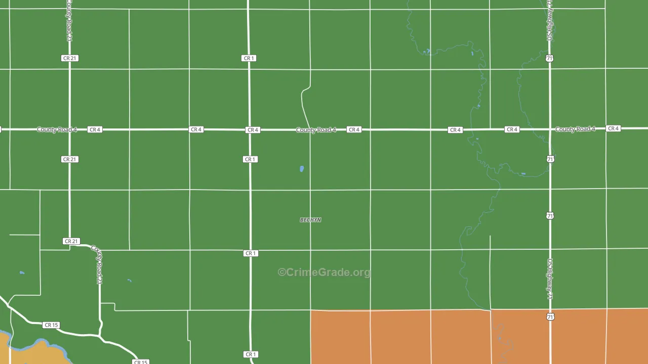 Bechyn, MN Map of Vandalism Rates