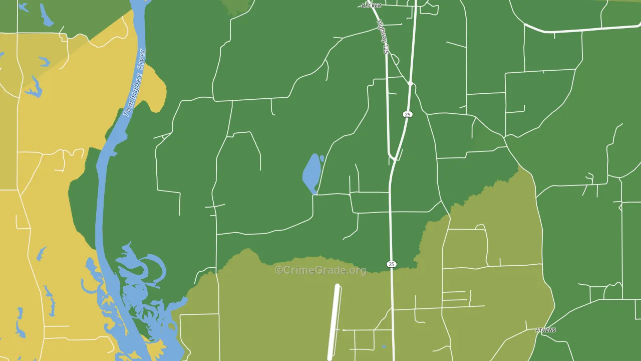 Becker, MS Map of Vandalism Rates