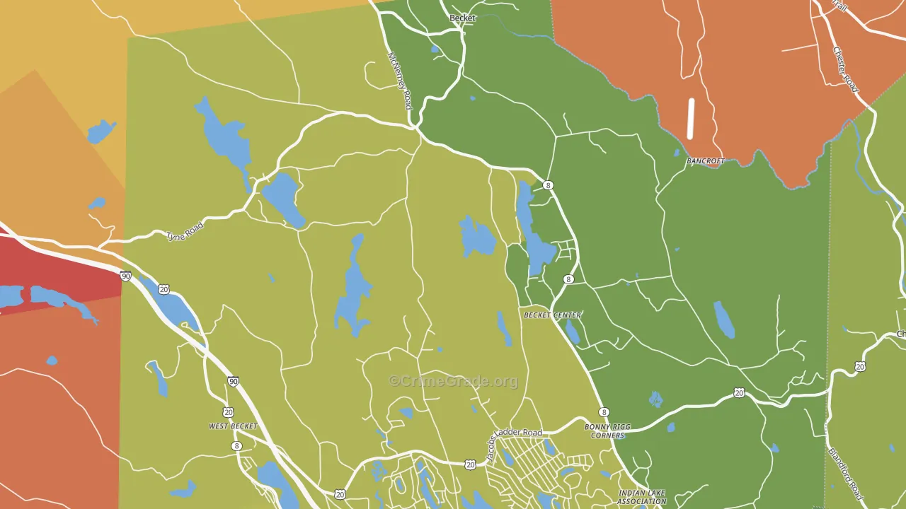 Becket, MA Map of Vandalism Rates