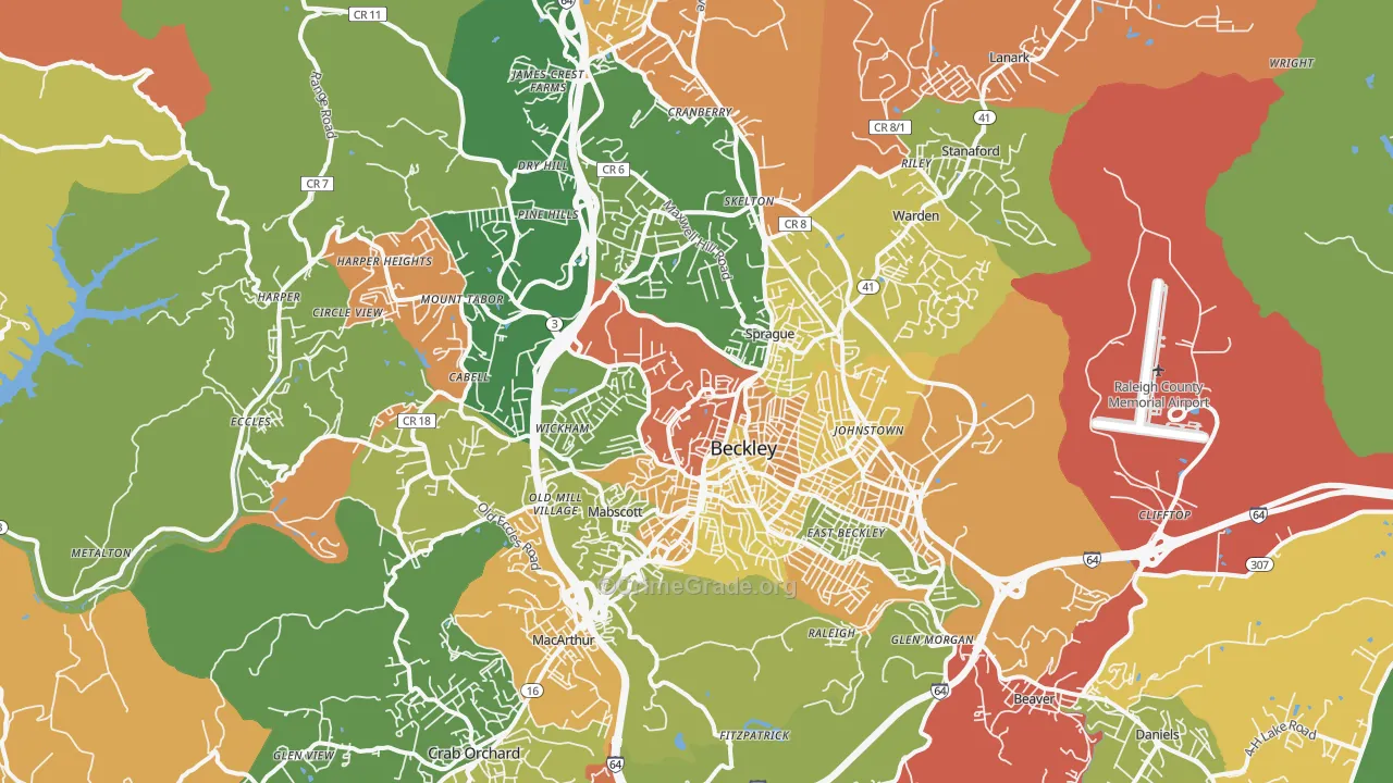 Beckley, WV Map of Vandalism Rates