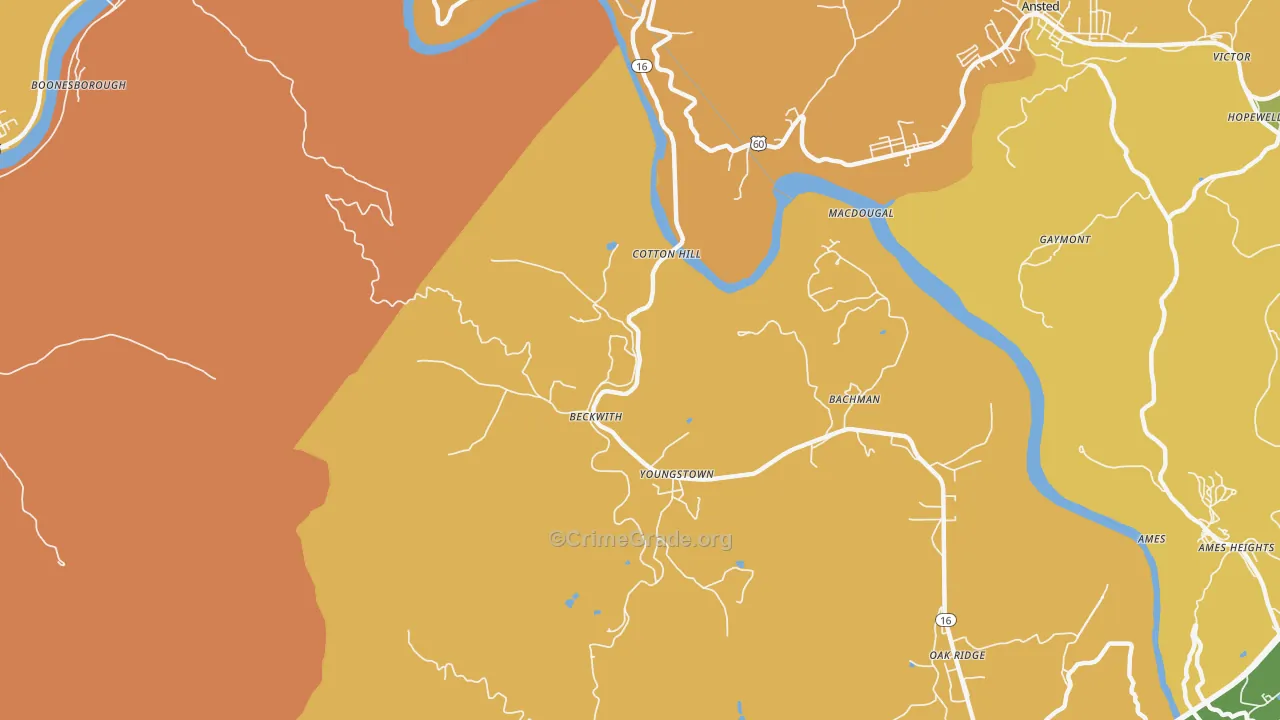 Beckwith, WV Map of Vandalism Rates