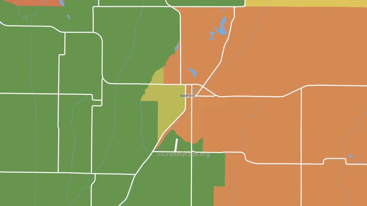 Bedford, IA Map of Vandalism Rates