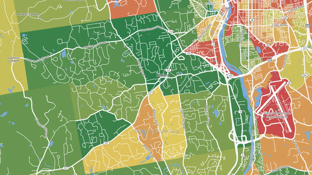 Bedford, NH Map of Vandalism Rates