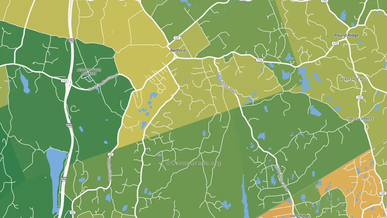 Bedford, NY Map of Vandalism Rates