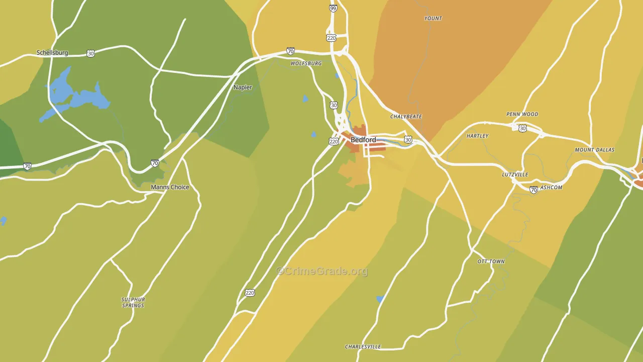 Bedford, PA Map of Vandalism Rates