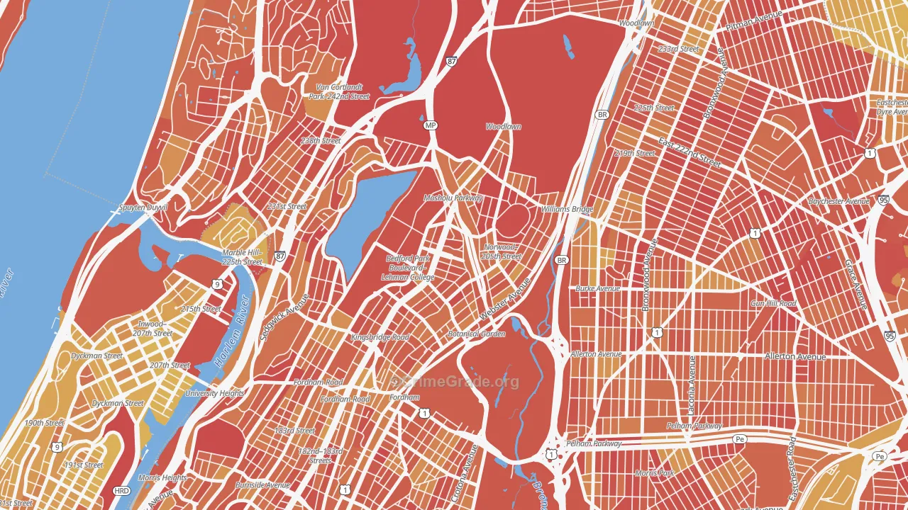 Bedford Park, Bronx, NY Map of Vandalism Rates