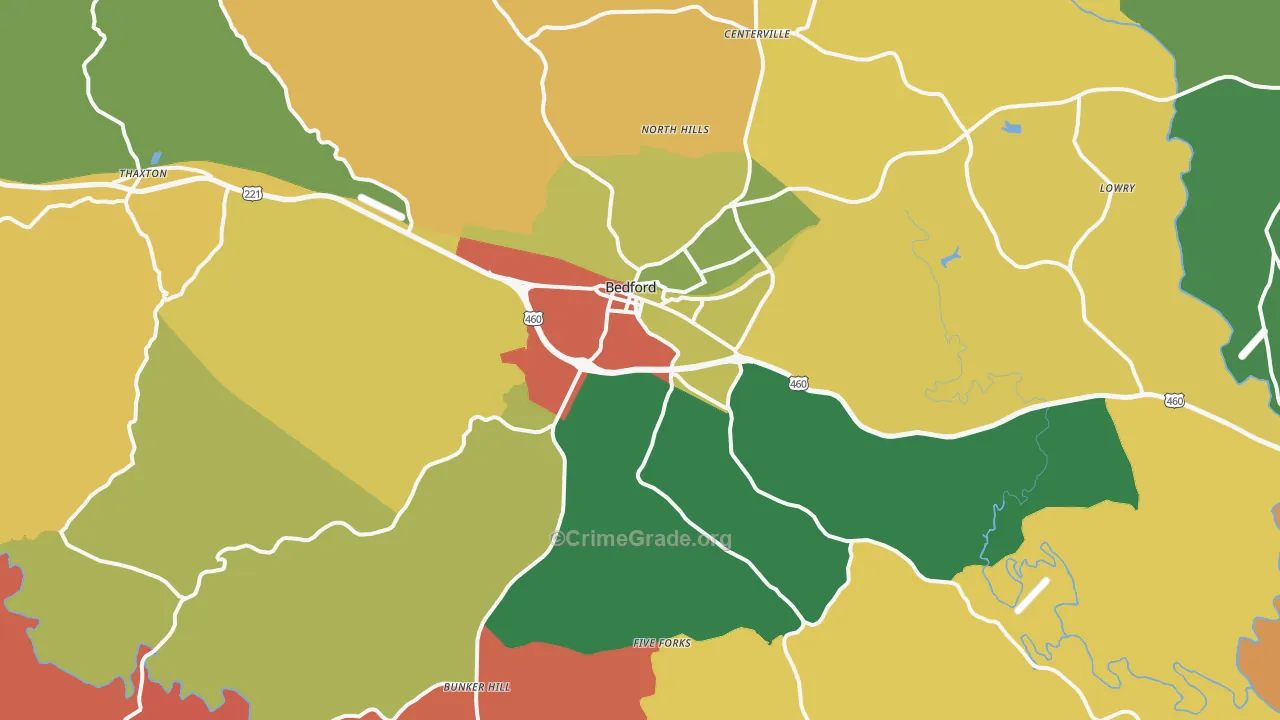 Bedford, VA Map of Vandalism Rates