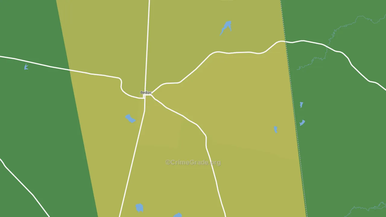 Bedias, TX Map of Vandalism Rates