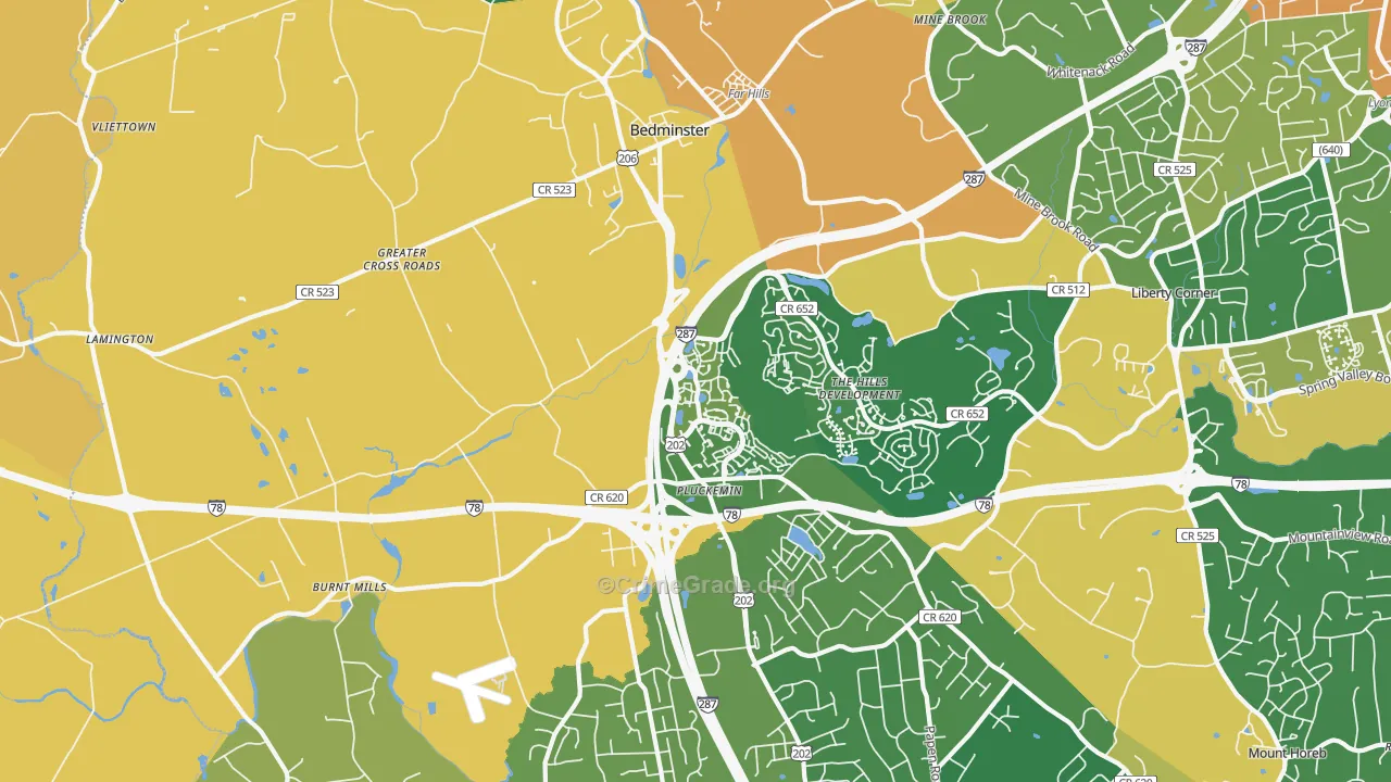 Bedminster, NJ Map of Vandalism Rates