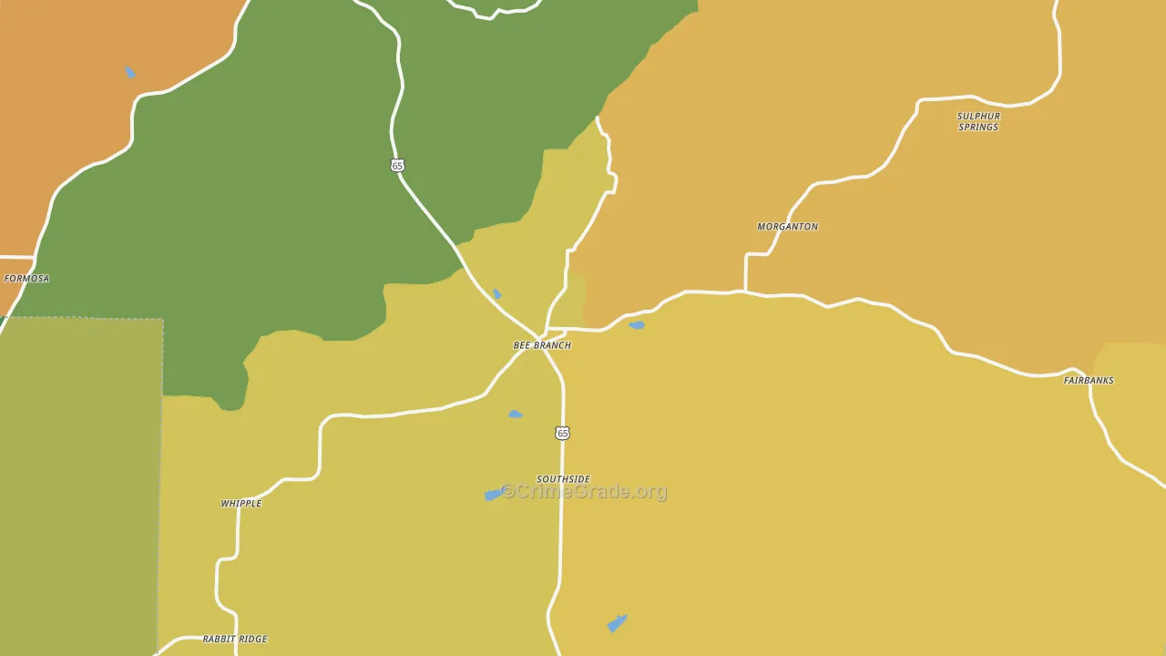 Bee Branch, AR Map of Vandalism Rates