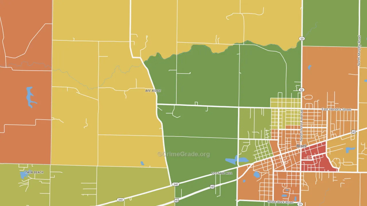 Bee Ridge, IN Map of Vandalism Rates