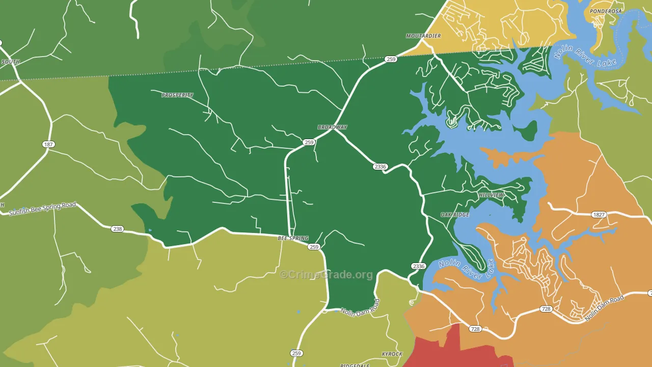 Bee Spring, KY Map of Vandalism Rates