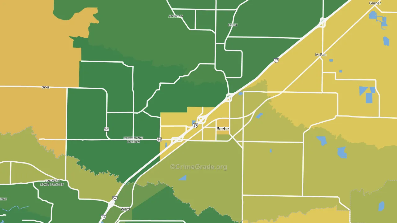 Beebe, AR Map of Vandalism Rates