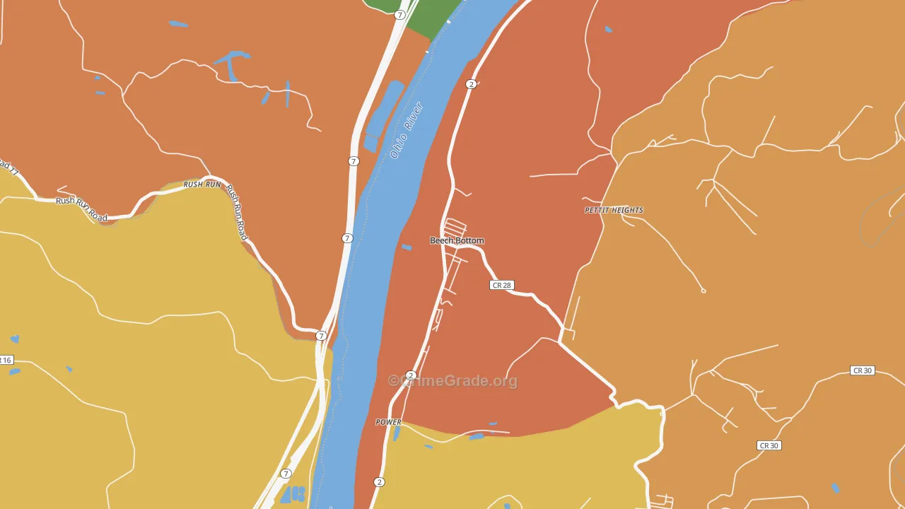 Beech Bottom, WV Map of Vandalism Rates