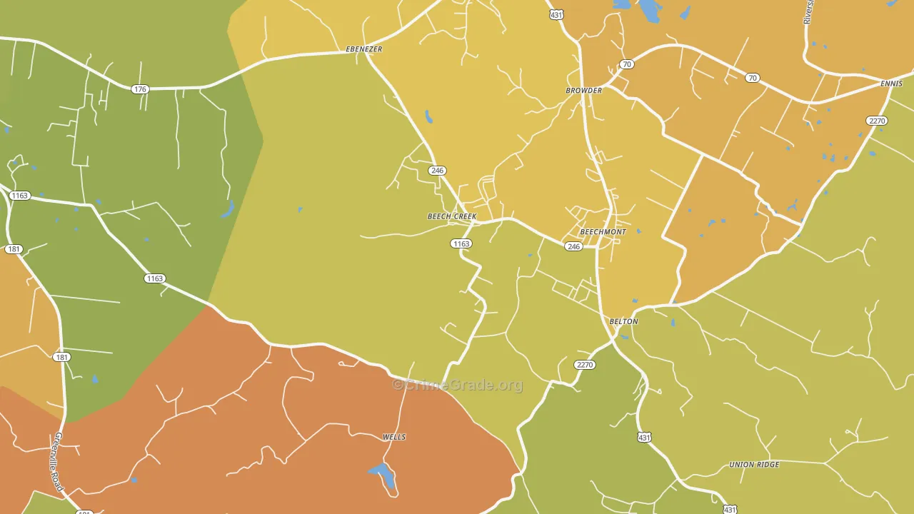 Beech Creek, KY Map of Vandalism Rates