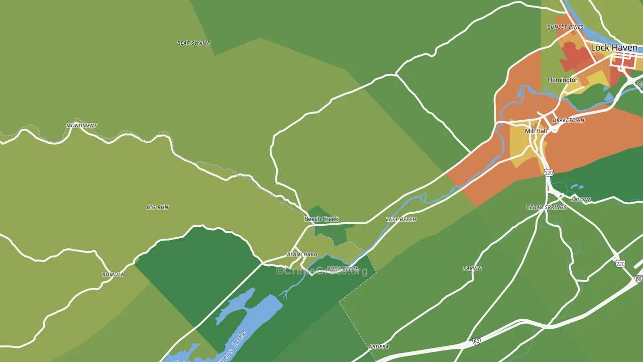 Beech Creek, PA Map of Vandalism Rates
