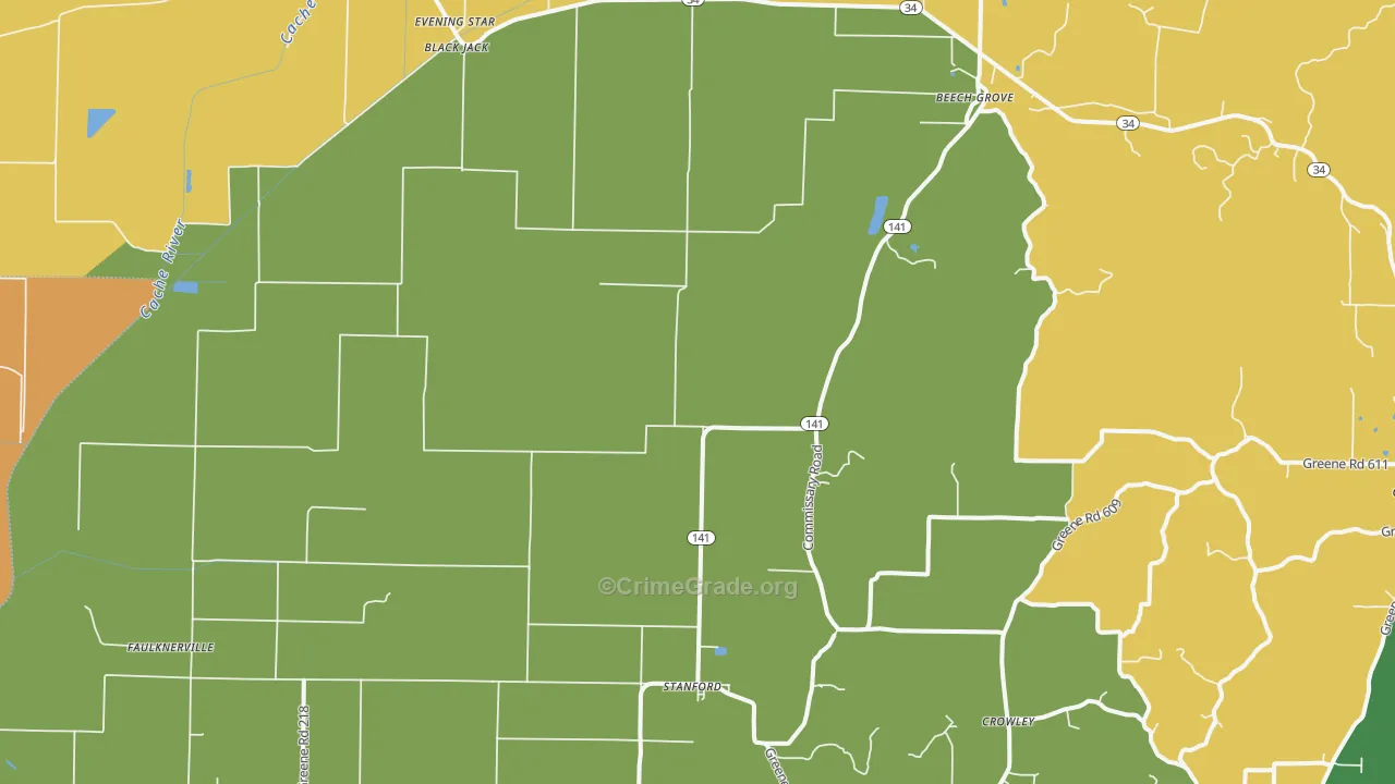 Beech Grove, AR Map of Vandalism Rates