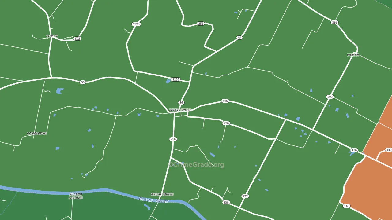 Beech Grove, KY Map of Vandalism Rates