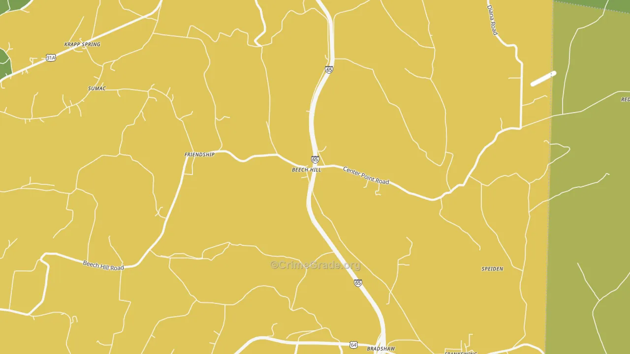 Beech Hill, TN Map of Vandalism Rates