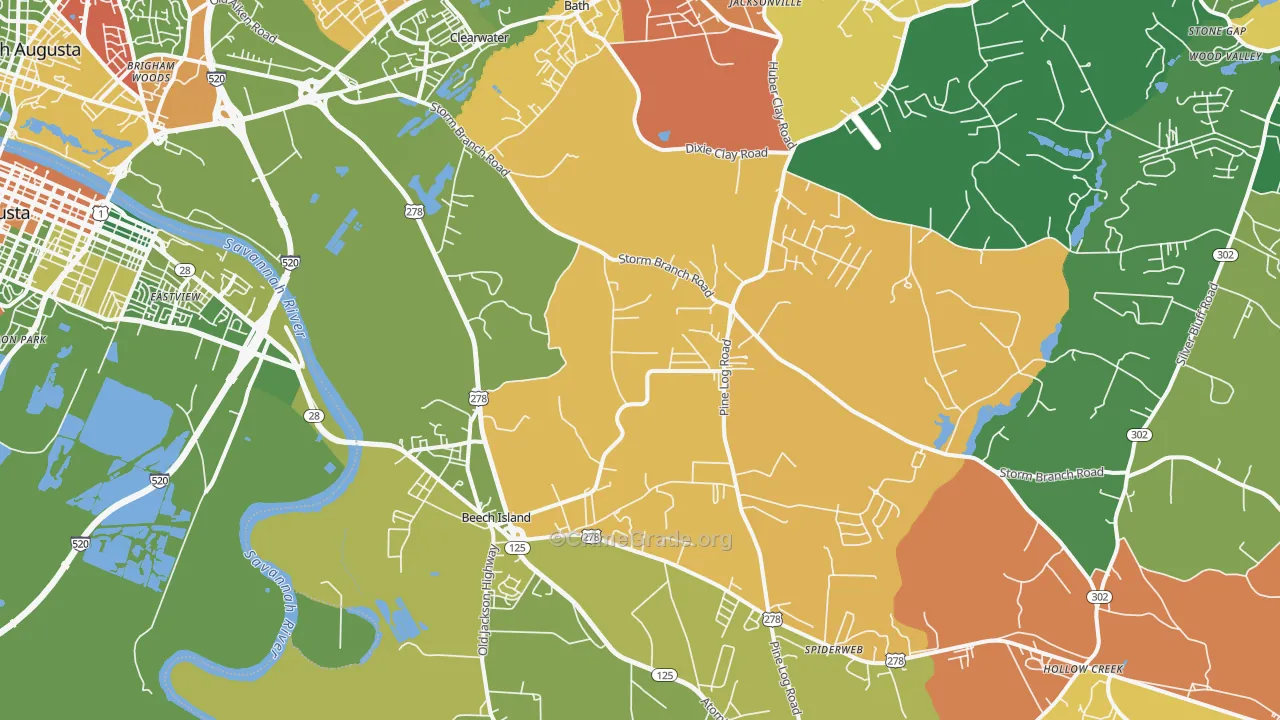 Beech Island, SC Map of Vandalism Rates