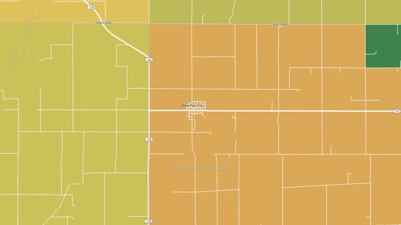 Beecher City, IL Map of Vandalism Rates