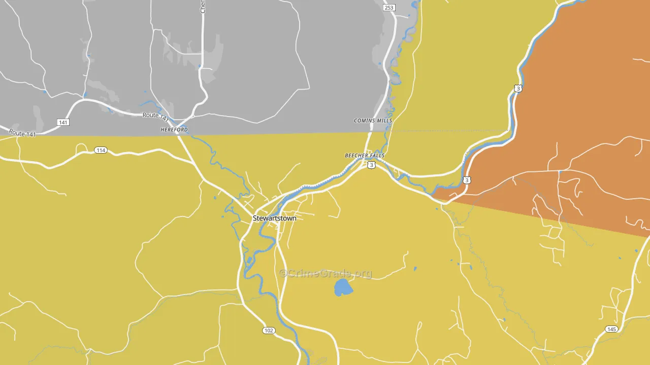 Beecher Falls, VT Map of Vandalism Rates
