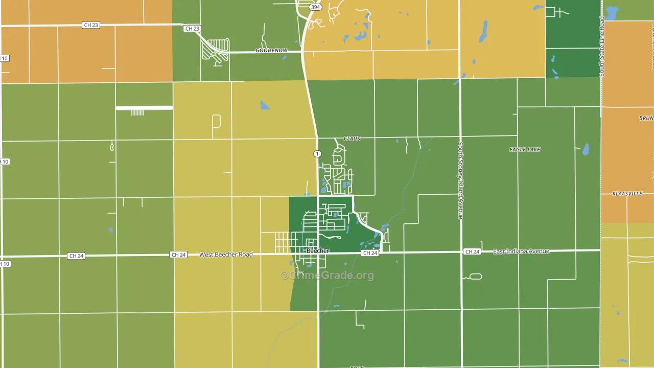 Beecher, IL Map of Vandalism Rates