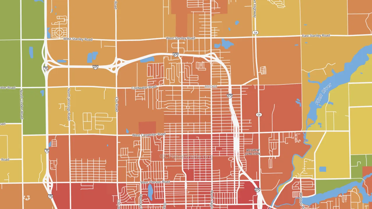 Beecher, MI Map of Vandalism Rates