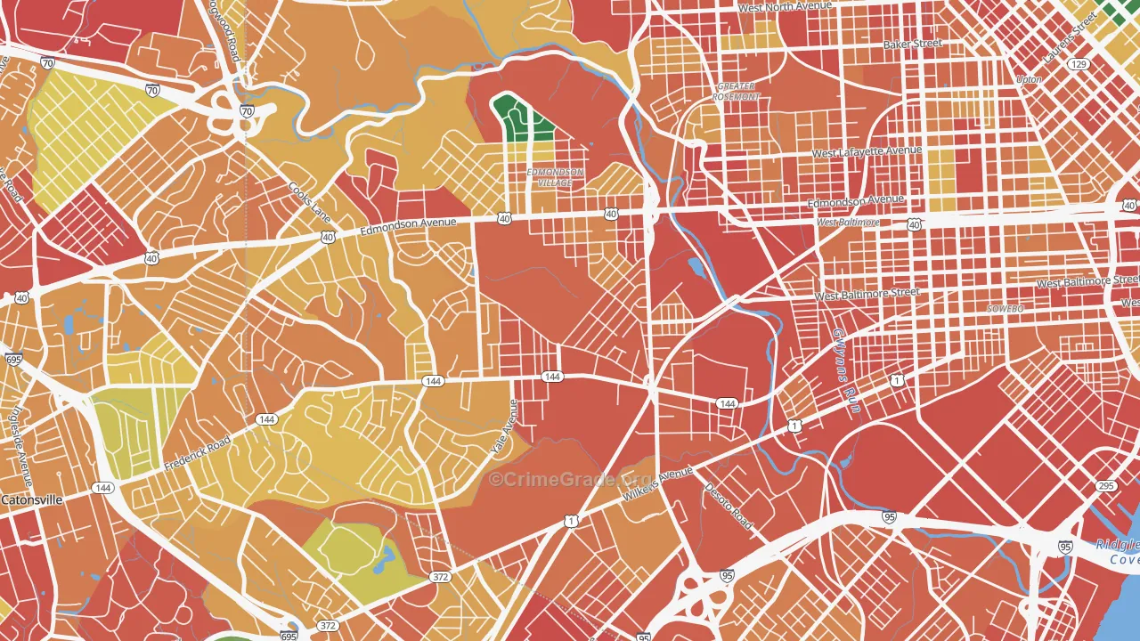 Beechfielf-Irvington Area, Baltimore, MD Map of Vandalism Rates