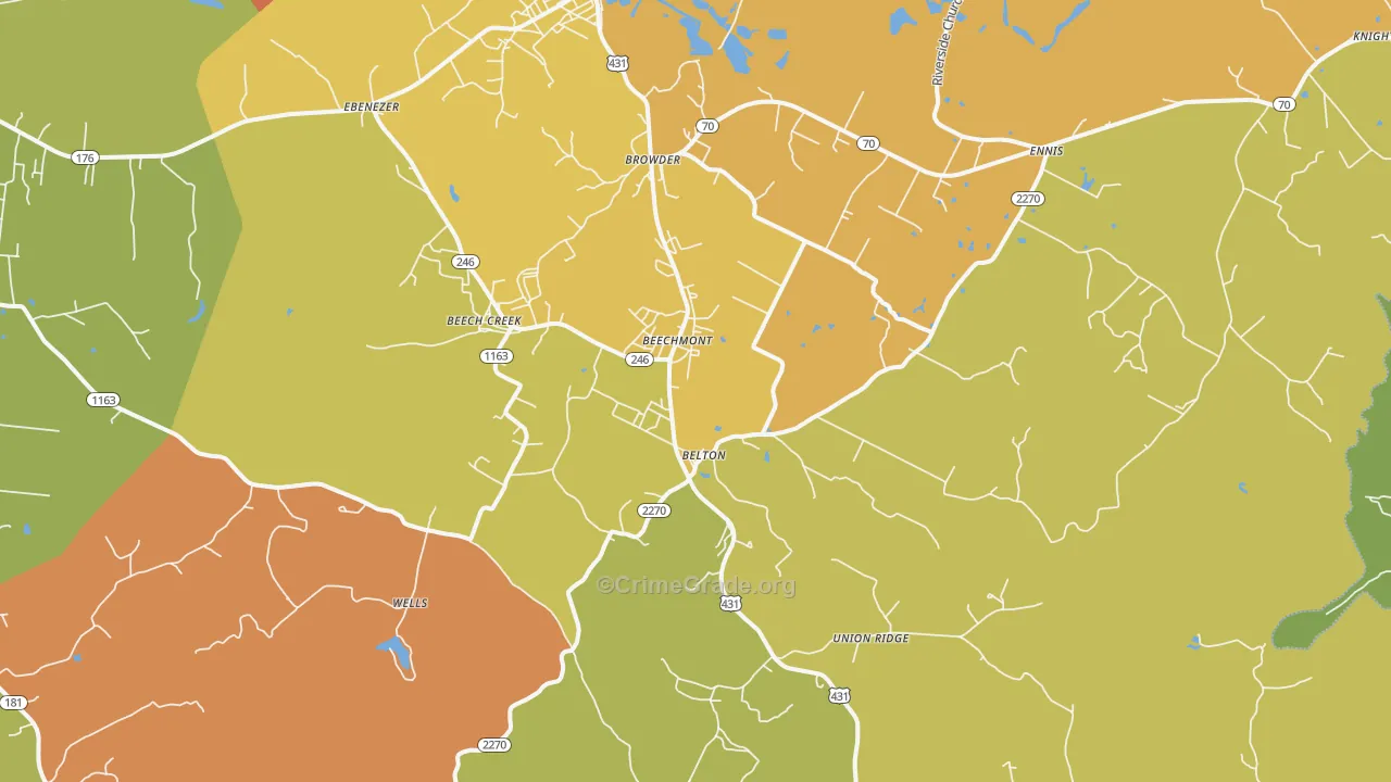 Beechmont, KY Map of Vandalism Rates