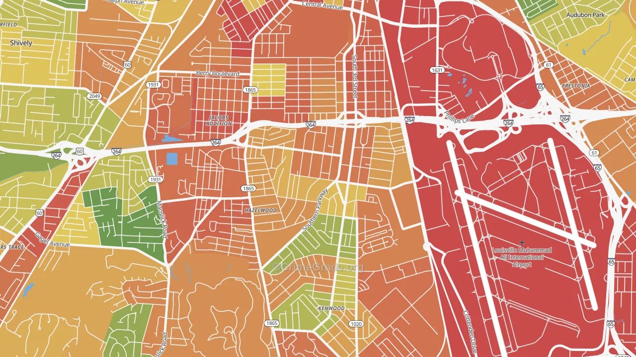 Beechmont, Louisville, KY Map of Vandalism Rates
