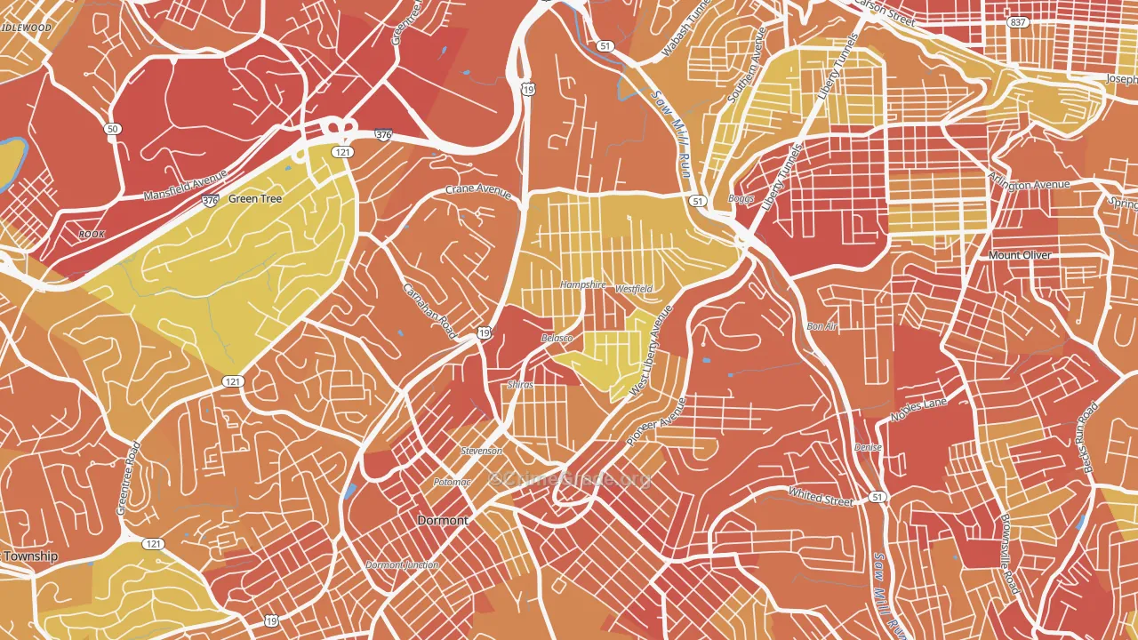 Beechview, Pittsburgh, PA Map of Vandalism Rates