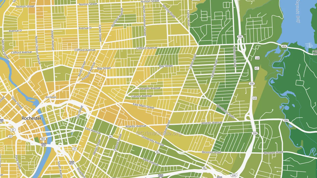Beechwood, Rochester, NY Map of Vandalism Rates