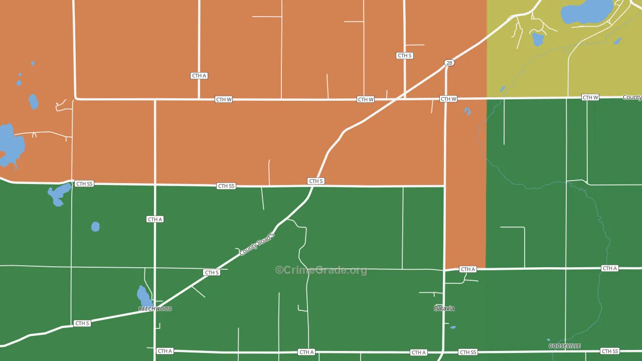 Beechwood, WI Map of Vandalism Rates