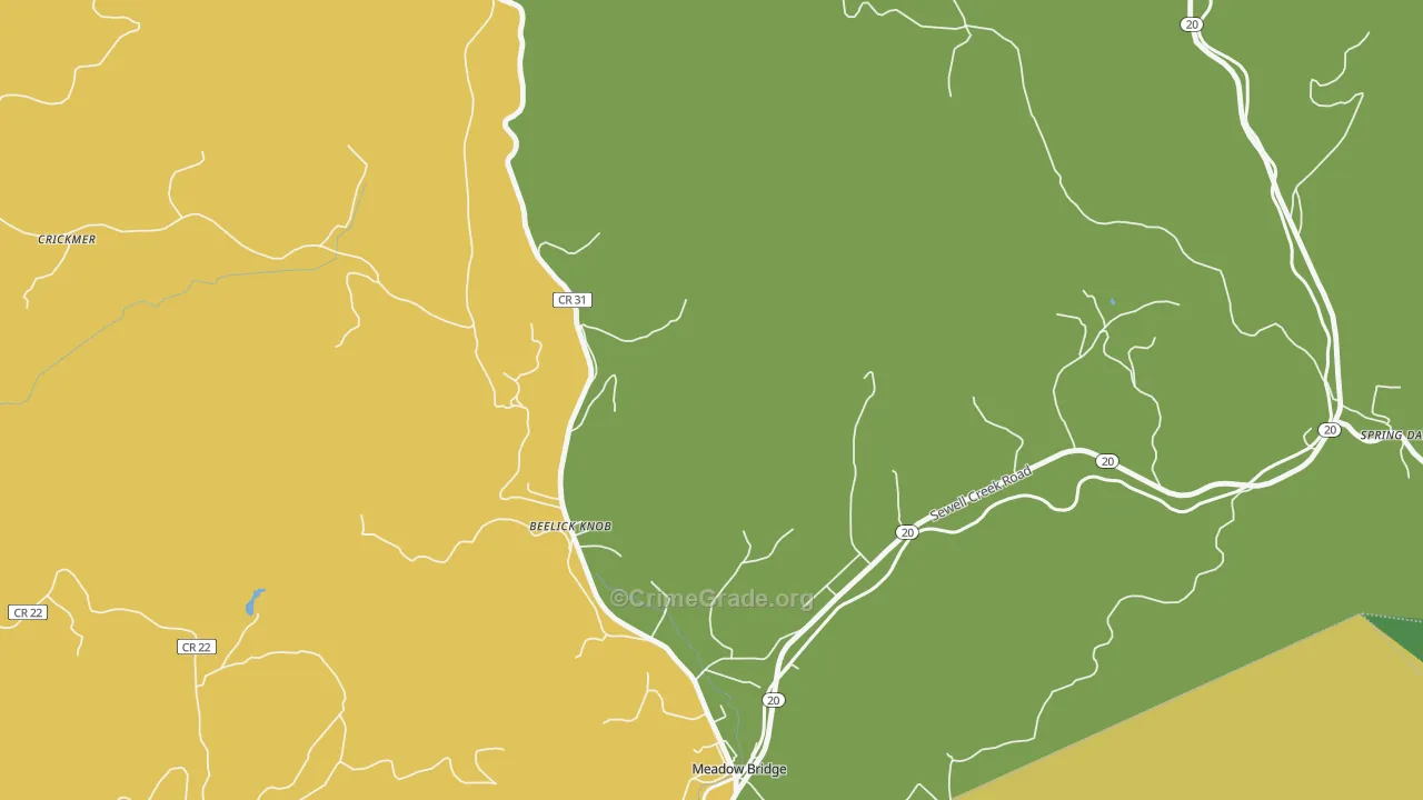 Beelick Knob, WV Map of Vandalism Rates