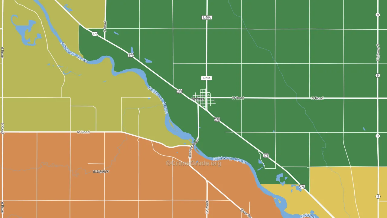 Beemer, NE Map of Vandalism Rates