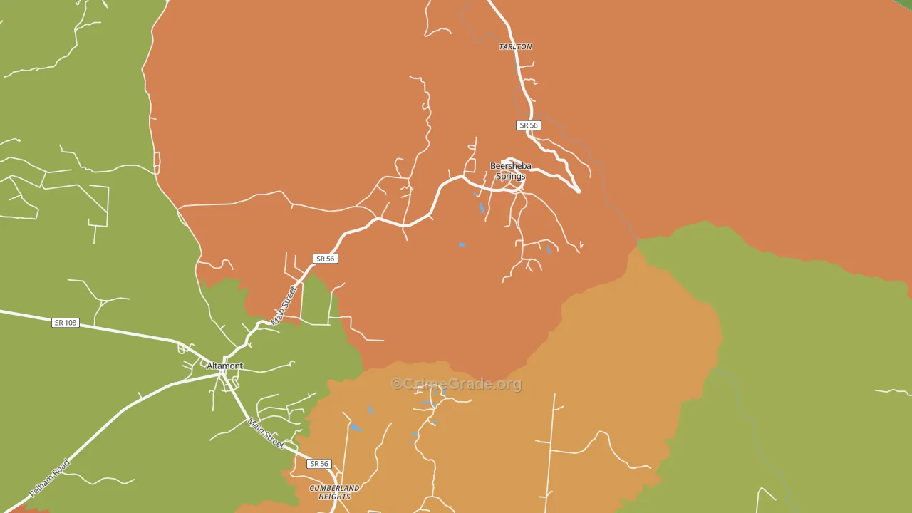 Beersheba Springs, TN Map of Vandalism Rates