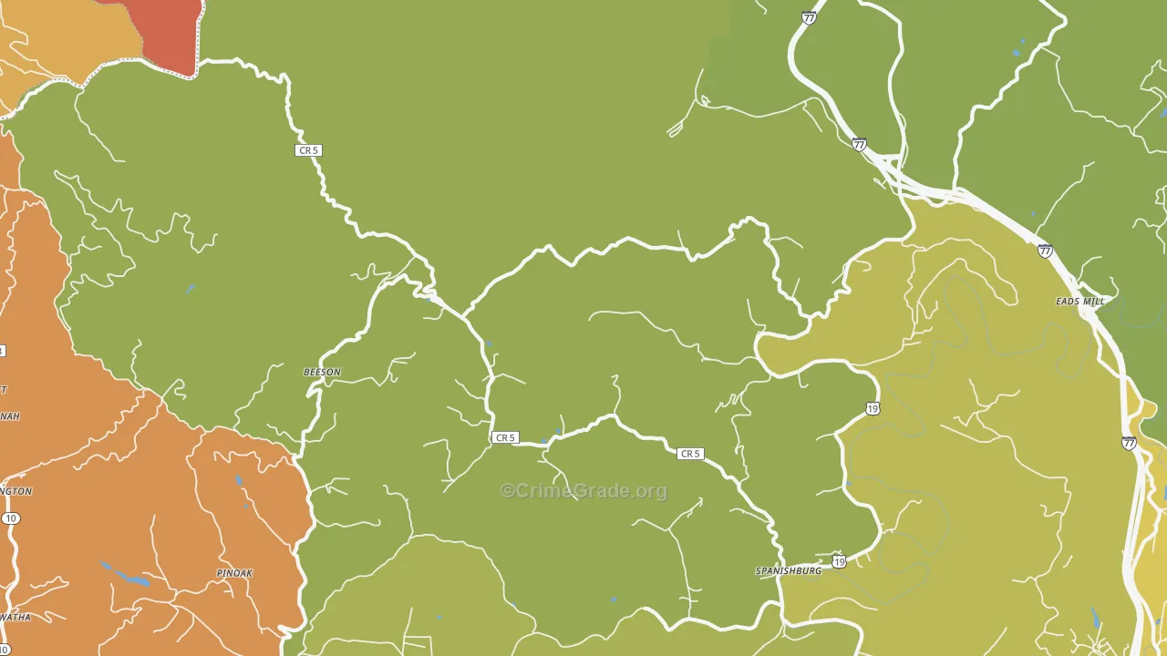 Beeson, WV Map of Vandalism Rates
