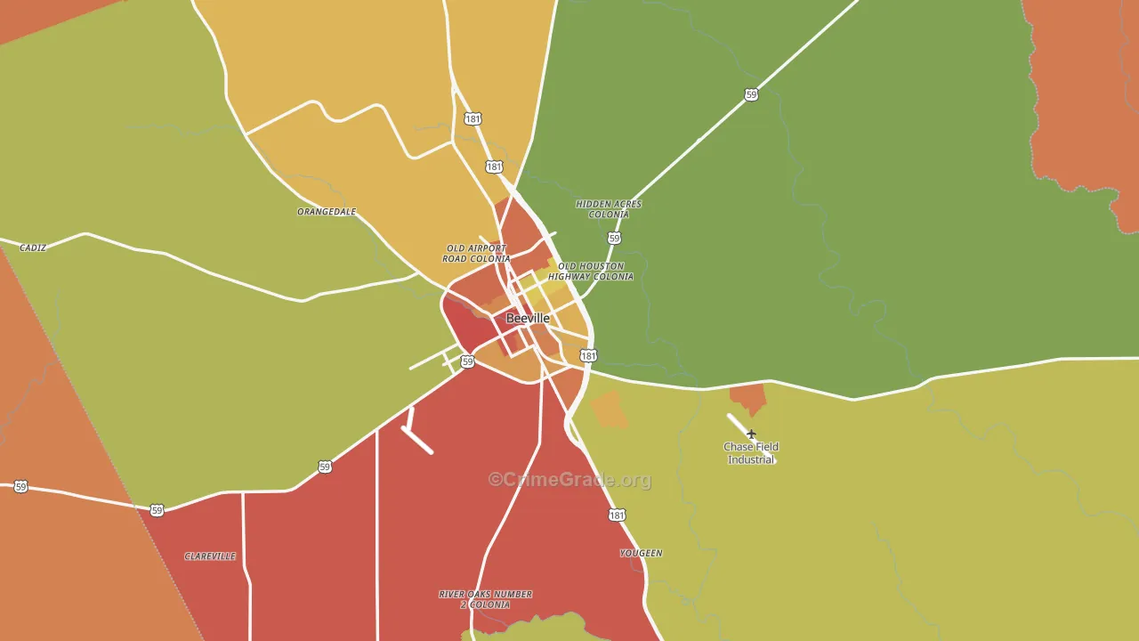 Beeville, TX Map of Vandalism Rates