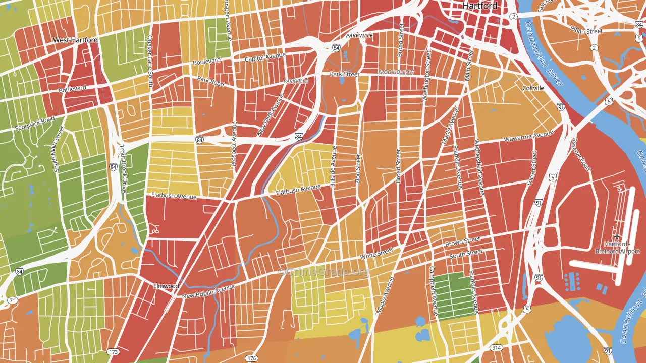 Behind The Rocks, Hartford, CT Map of Vandalism Rates