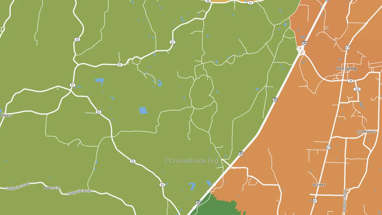 Beirne, AR Map of Vandalism Rates