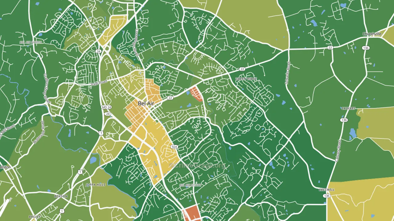 Bel Air, MD Map of Vandalism Rates