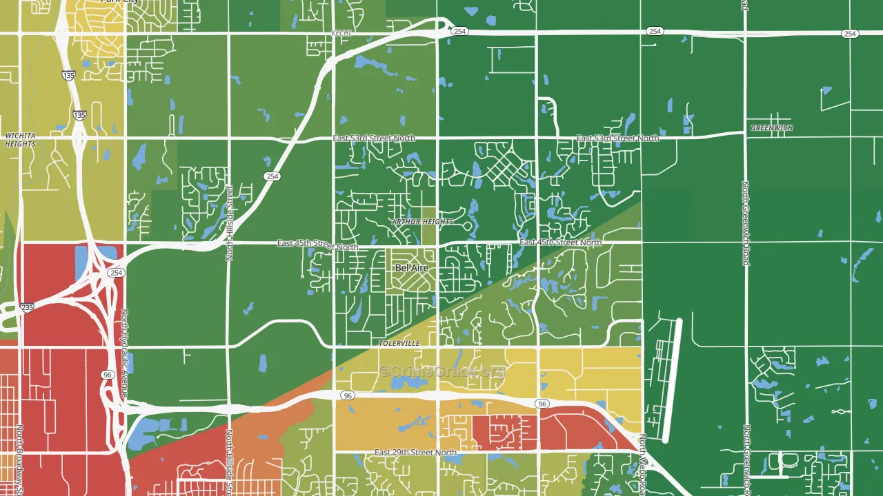 Bel Aire, KS Map of Vandalism Rates