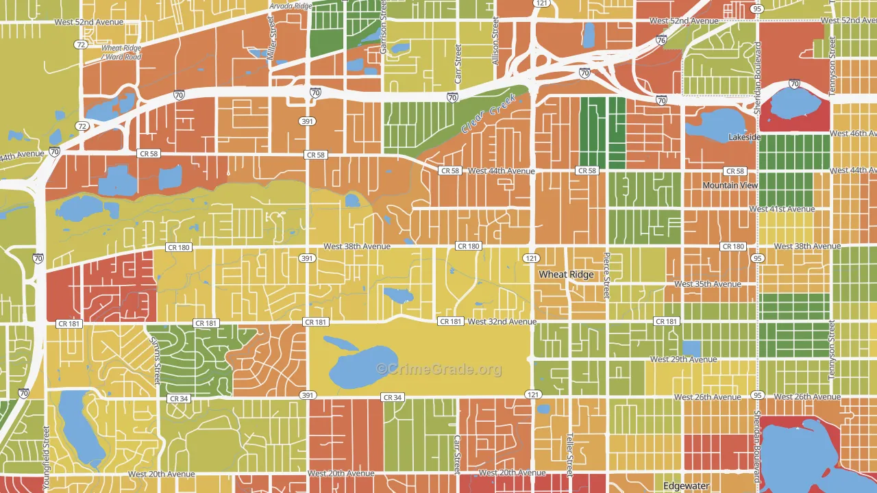 Bel Aire, Wheat Ridge, CO Map of Vandalism Rates