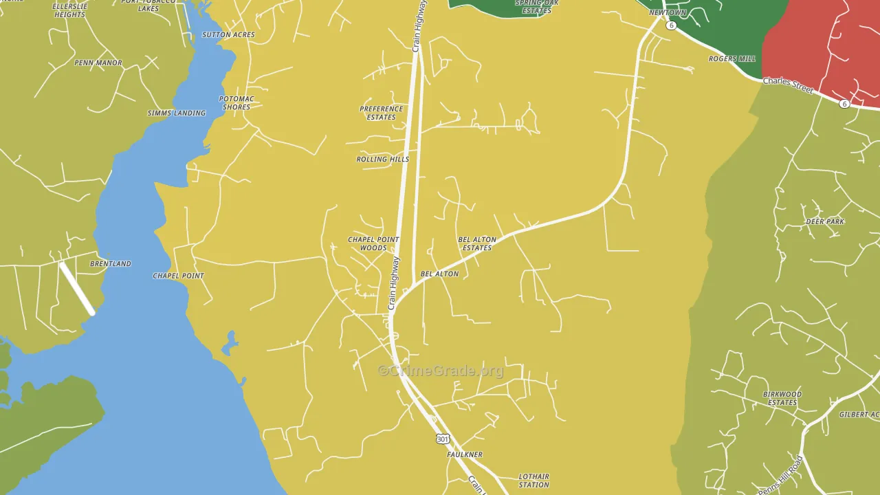 Bel Alton, MD Map of Vandalism Rates