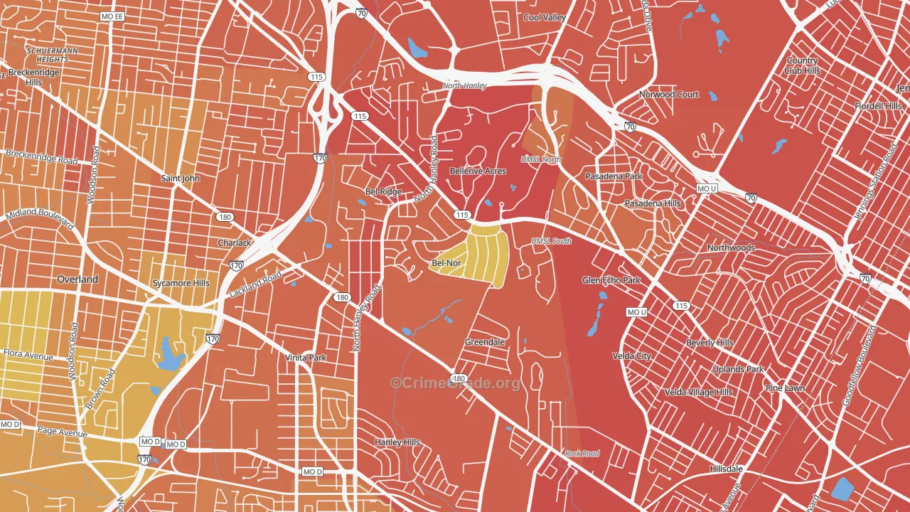 Bel-Nor, MO Map of Vandalism Rates
