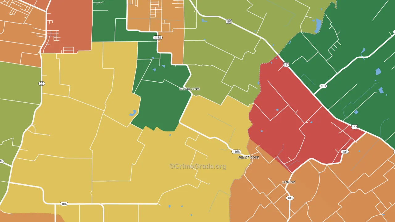 Belair Cove, LA Map of Vandalism Rates
